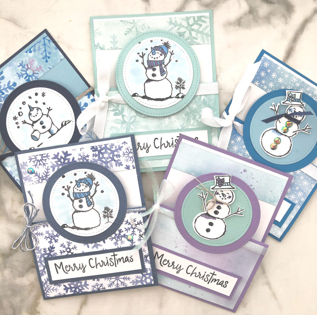 christmas gift card holder snowman season stamp set