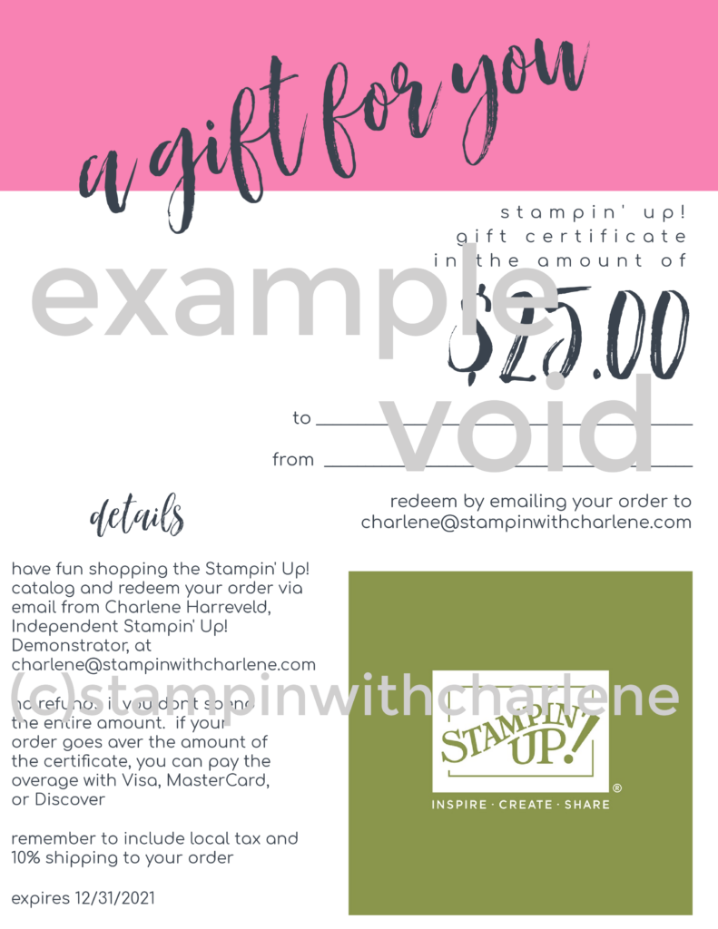 stampin up gift certificate