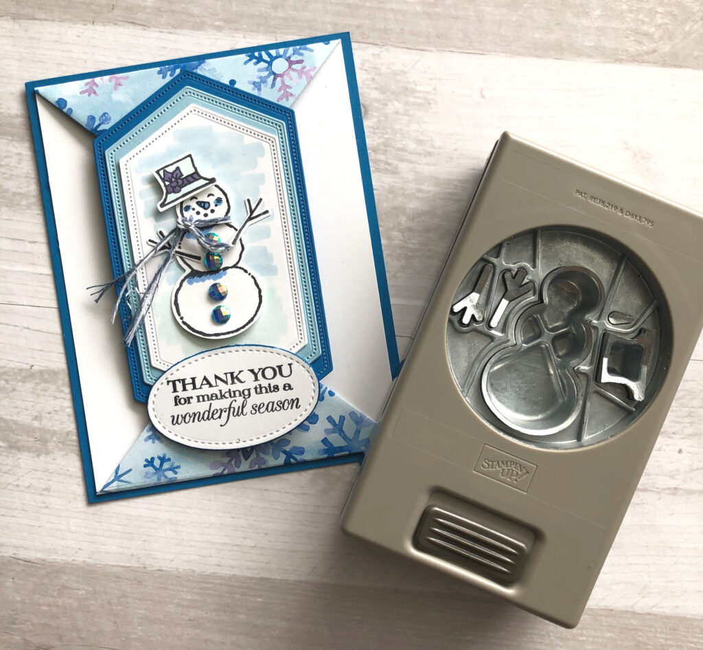 stampin up snowman builder punch and snowman season stamp set double point fold card