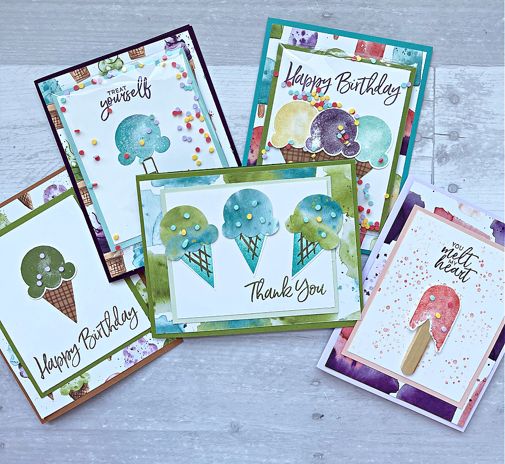 stampin up sweet ice cream card class in the mail