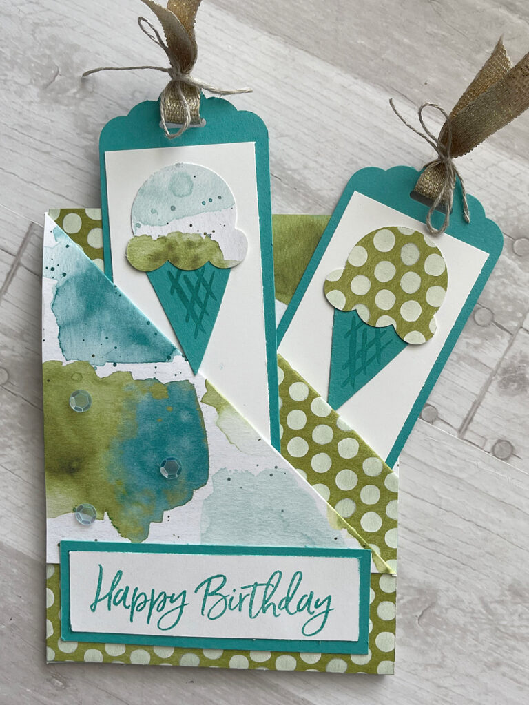 how to make a double pocket fold card stampin up sweet ice cream