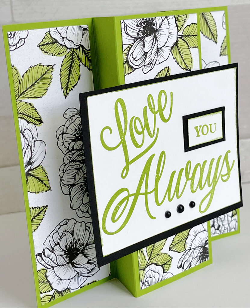 triple panel stand alone card stampin up forever and always stamp set