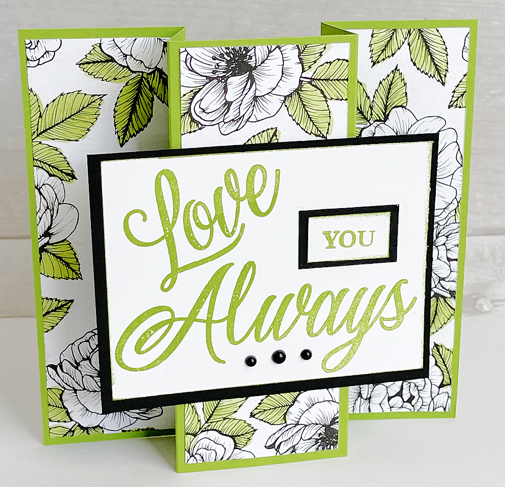 triple panel stand alone card stampin up forever and always stamp set