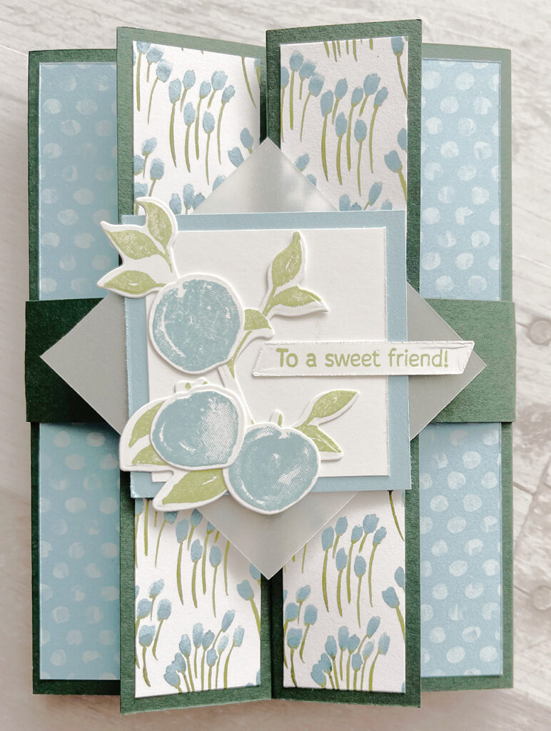 july card class in the mail easy fun fold card sweet as a peach bundle from stampin up